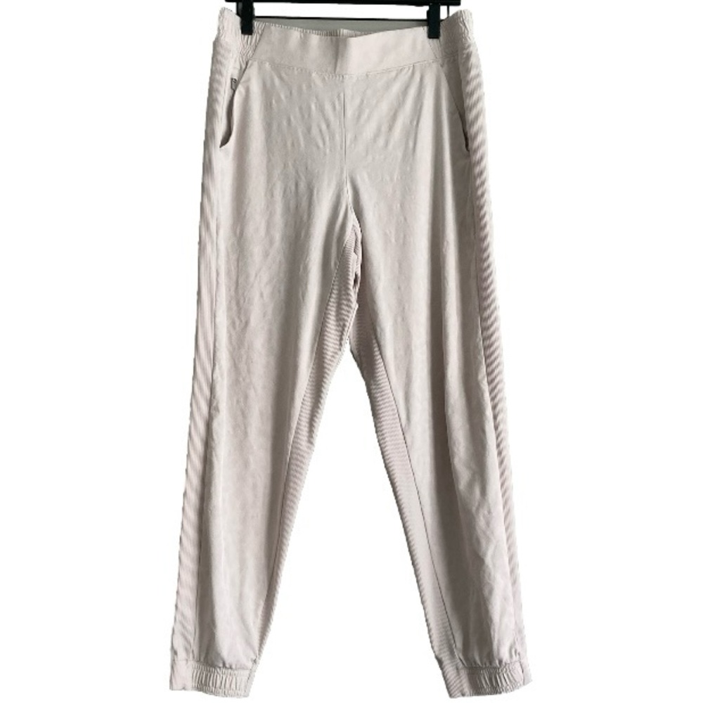 Athleta Brooklyn textured jogger pants 12 leopard neutral gray pockets stretchy